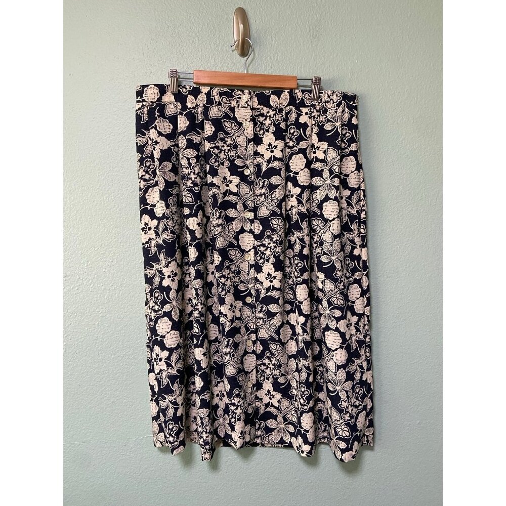 Vintage Country‎ Classics Koret Women's Plus Size Navy & Cream Floral Skirt 20W
